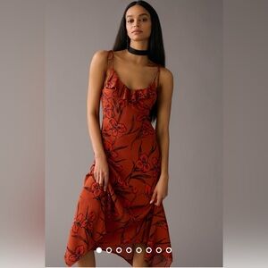 NWT By Anthropologie Ruffled V-Neck Slip Dress